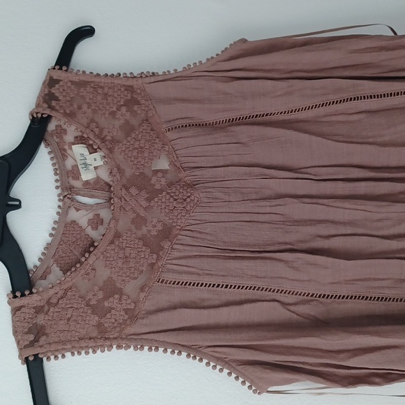 Style & CO Birds Nest Lace Sheer Front Sun Dress Mocha Color 0X Plus - Picture 2 of 8